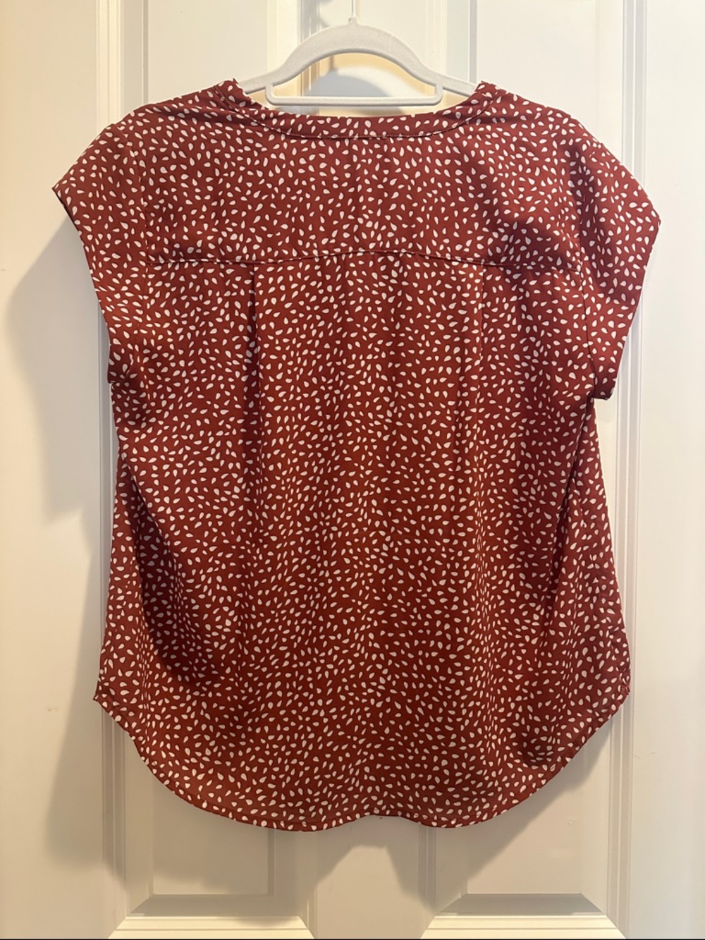 Fun2Fun Rust Red Dot Cap-Sleeve Blouse - Picture 3 of 4
